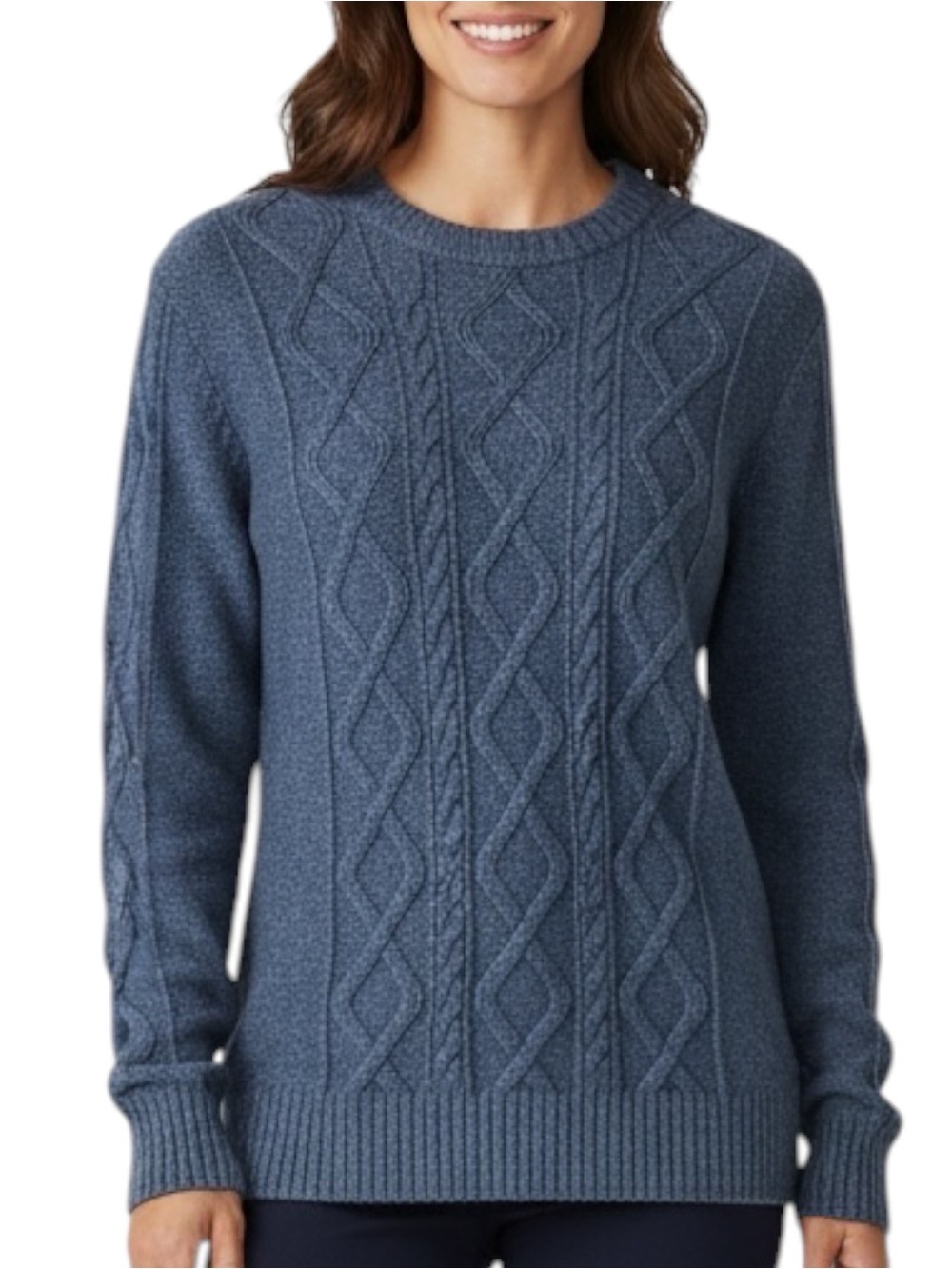 AMERICAN EAGLE Super Soft Cable Knit Crew Neck Sweater Blue Large